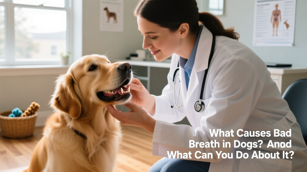 Veterinarian gently examining a dog's teeth during a routine checkup