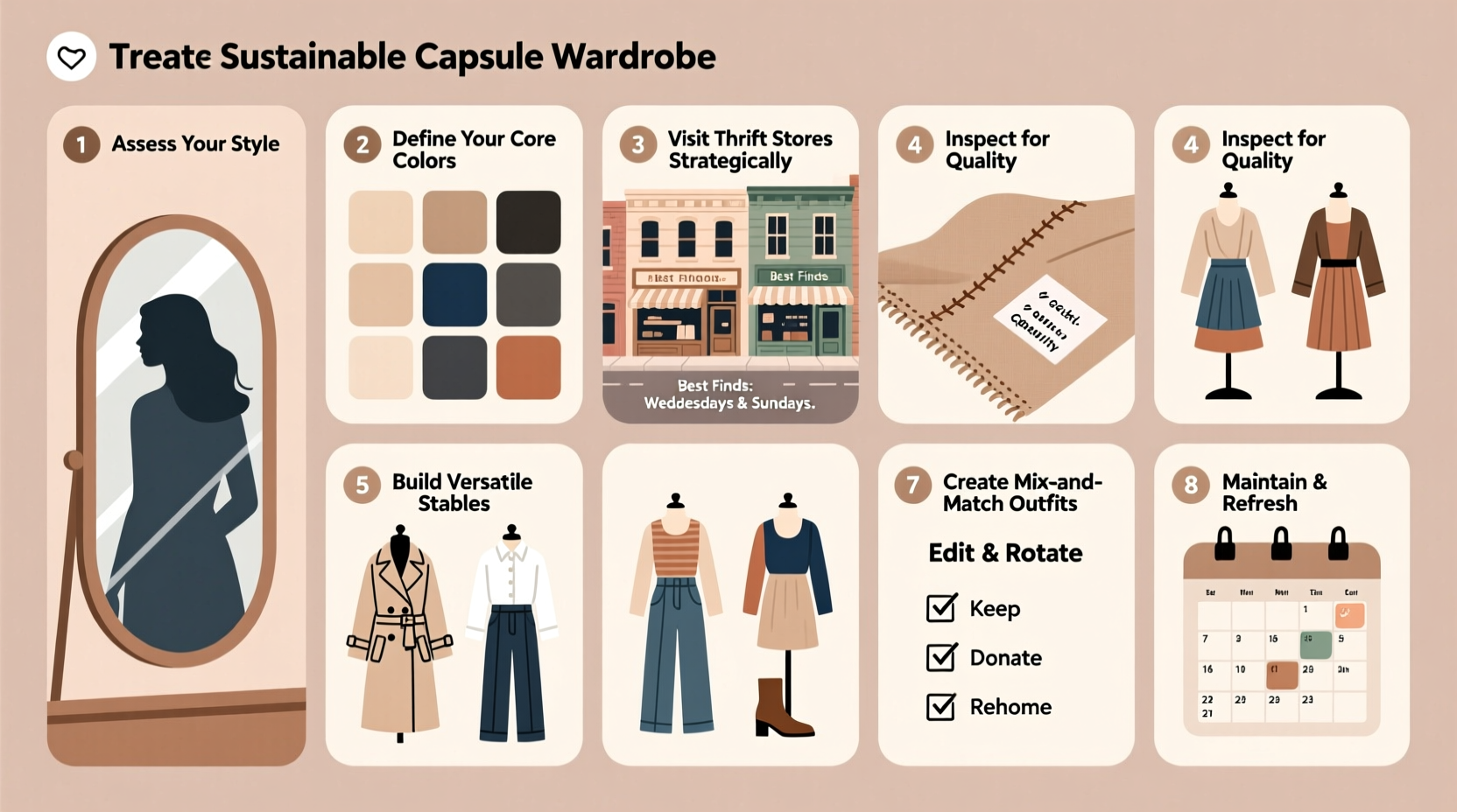 step by step guide to creating a capsule wardrobe with only thrifted pieces
