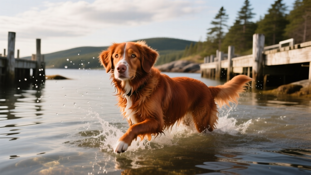 nova scotia duck tolling retriever in water
