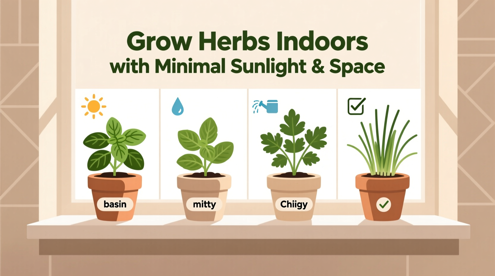 how to grow herbs indoors with minimal sunlight and space