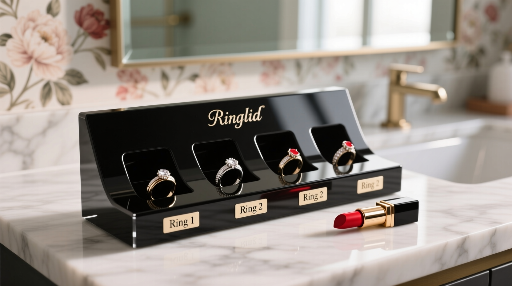 customizable cocktail ring holders for preventing smudged lipstick