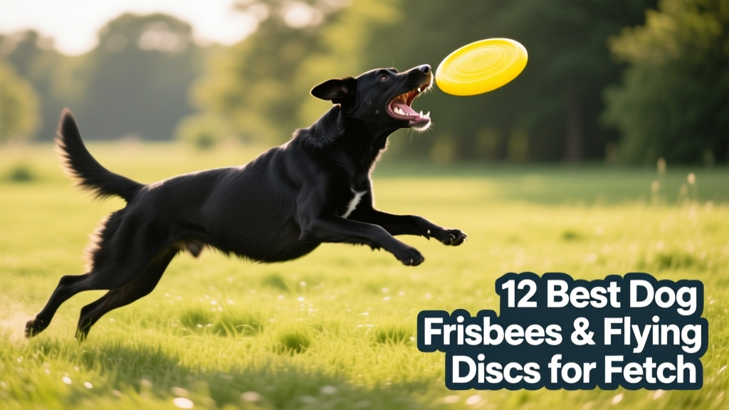 Black dog leaping mid-air to catch a bright yellow flying disc in a sunlit grassy field