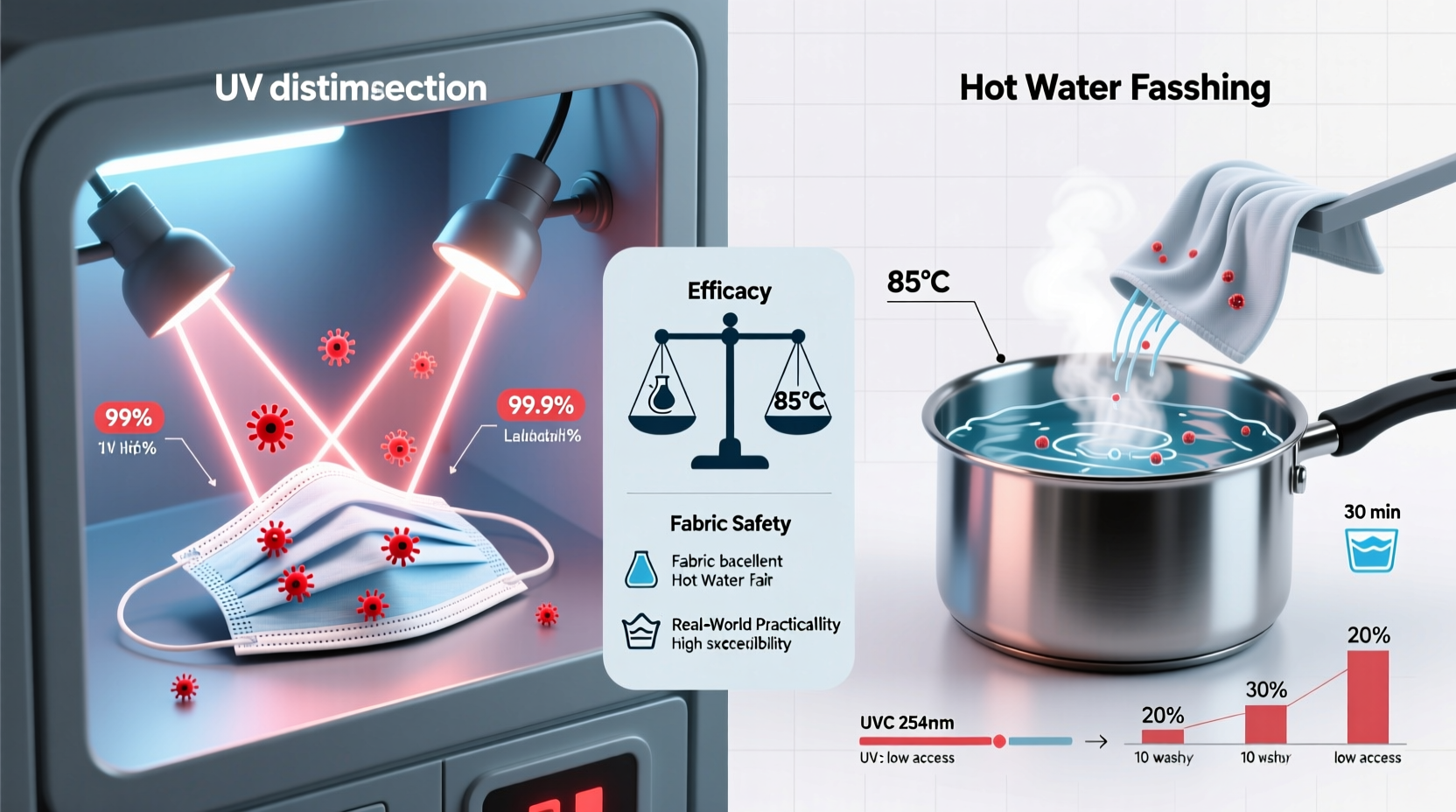 uv light vs hot water for cloth mask disinfection