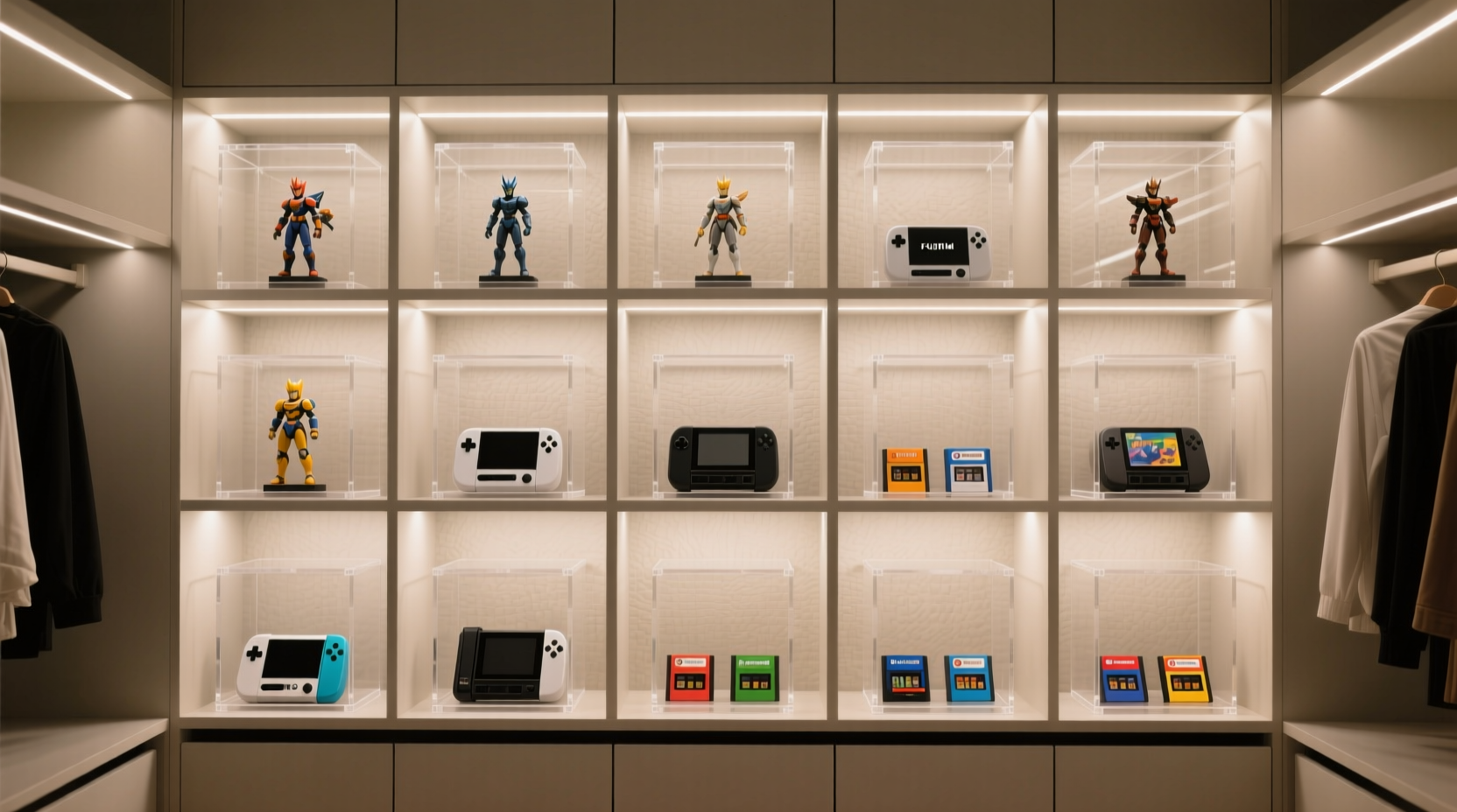 closet organization tips for gaming merch display