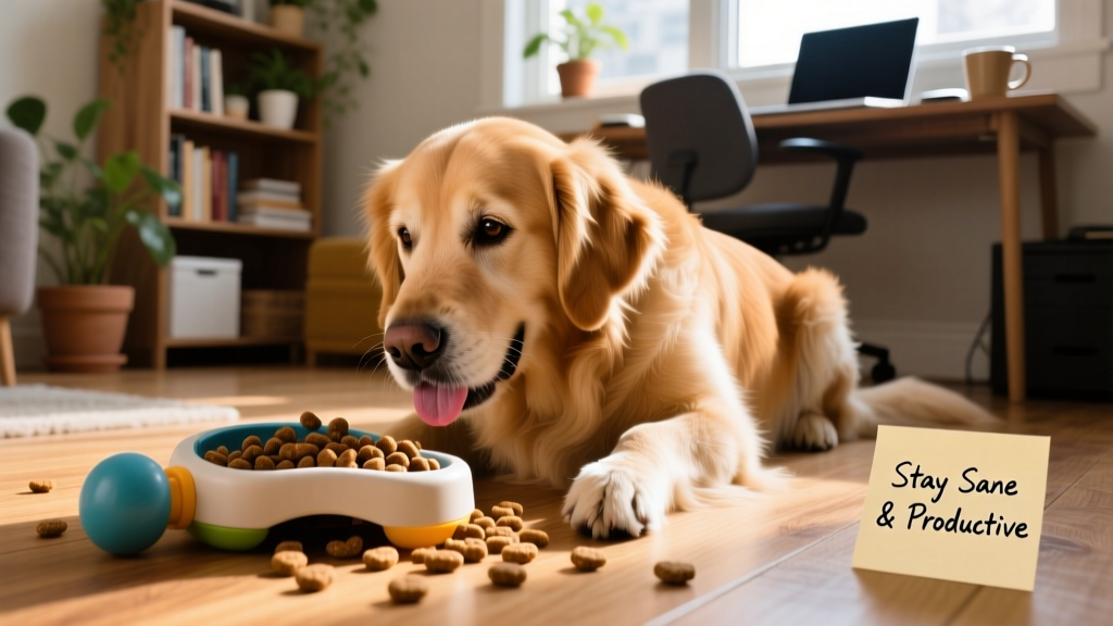 Close-up of a dog interacting with a puzzle toy filled with treats
