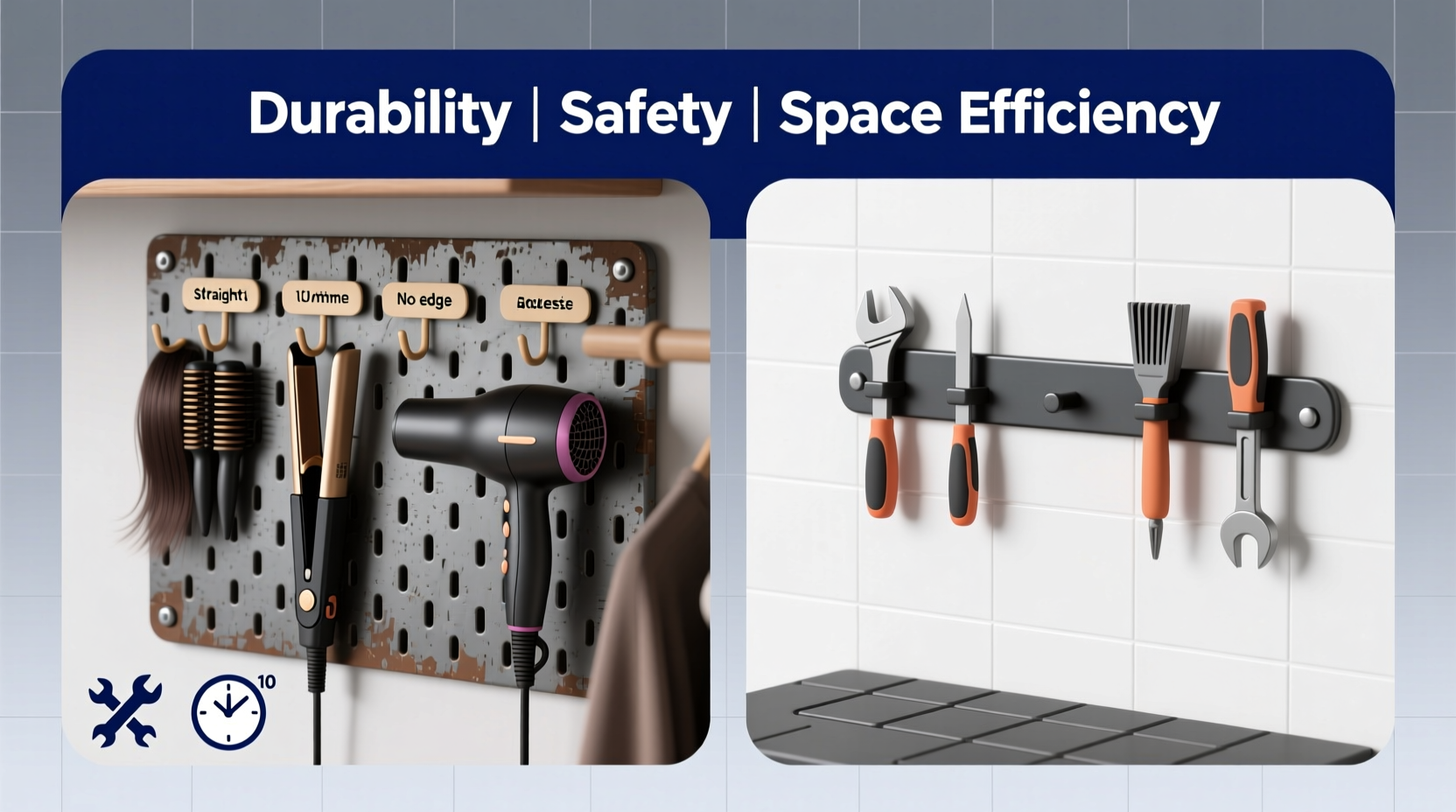 closet pegboard vs magnetic strip for hair tools