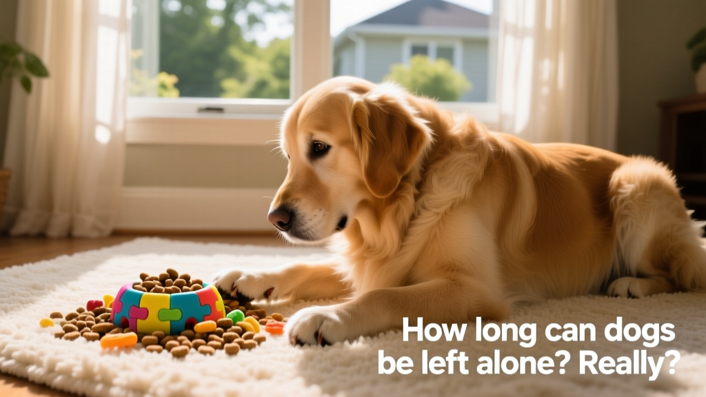 A dog enjoying a puzzle toy filled with treats, placed on a cozy rug near a window
