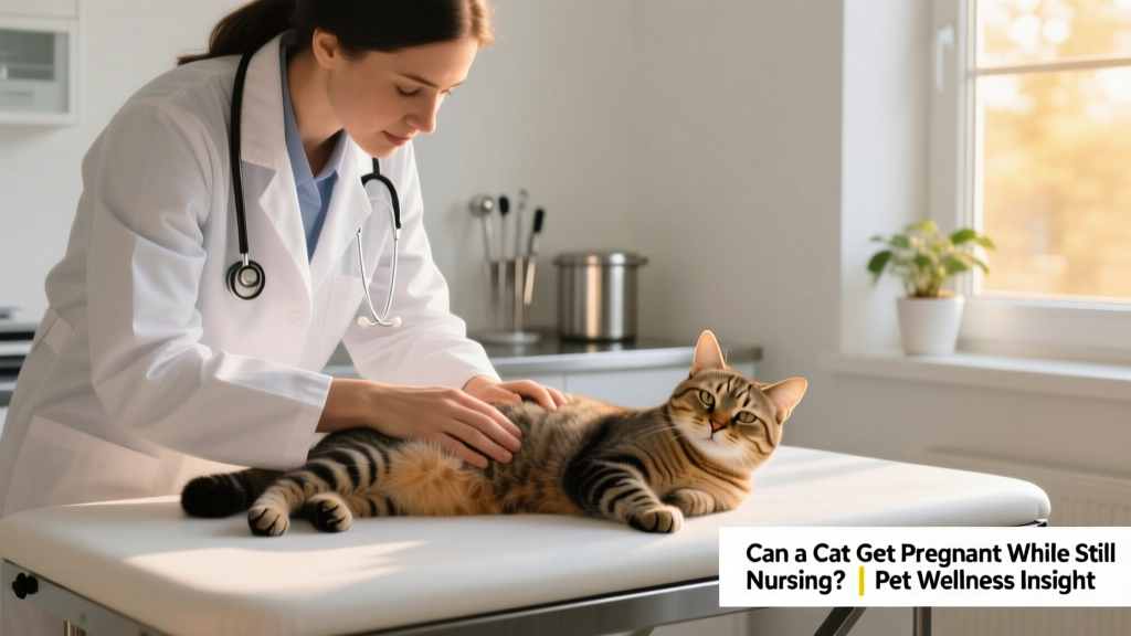 Close-up of a veterinarian gently examining a cat’s abdomen during a wellness check