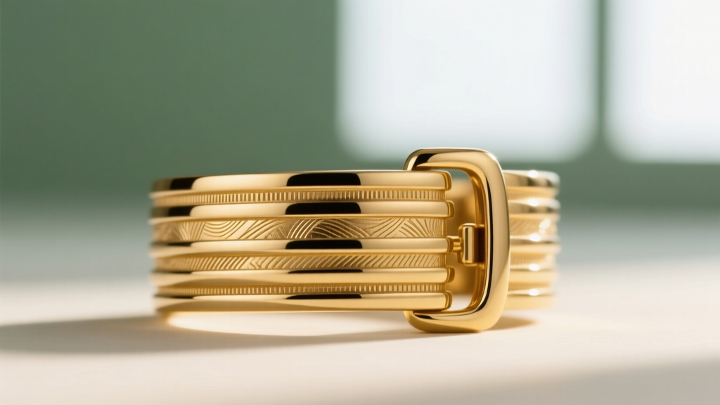 Macro close-up of a gold-plated brass jewelry clasp showing layered micron plating thickness against a softly blurred background.