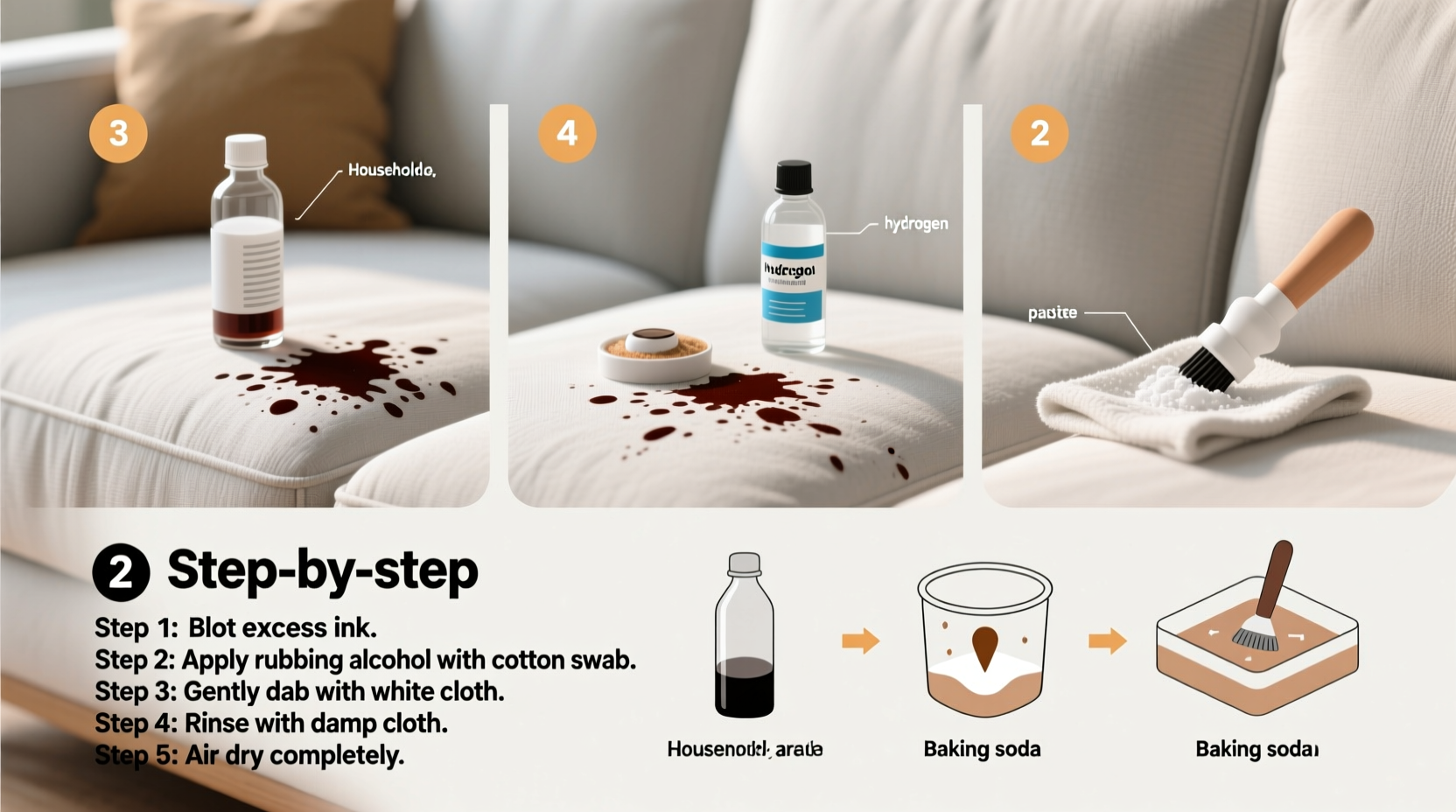 how to remove ink stains from fabric couches without bleaching