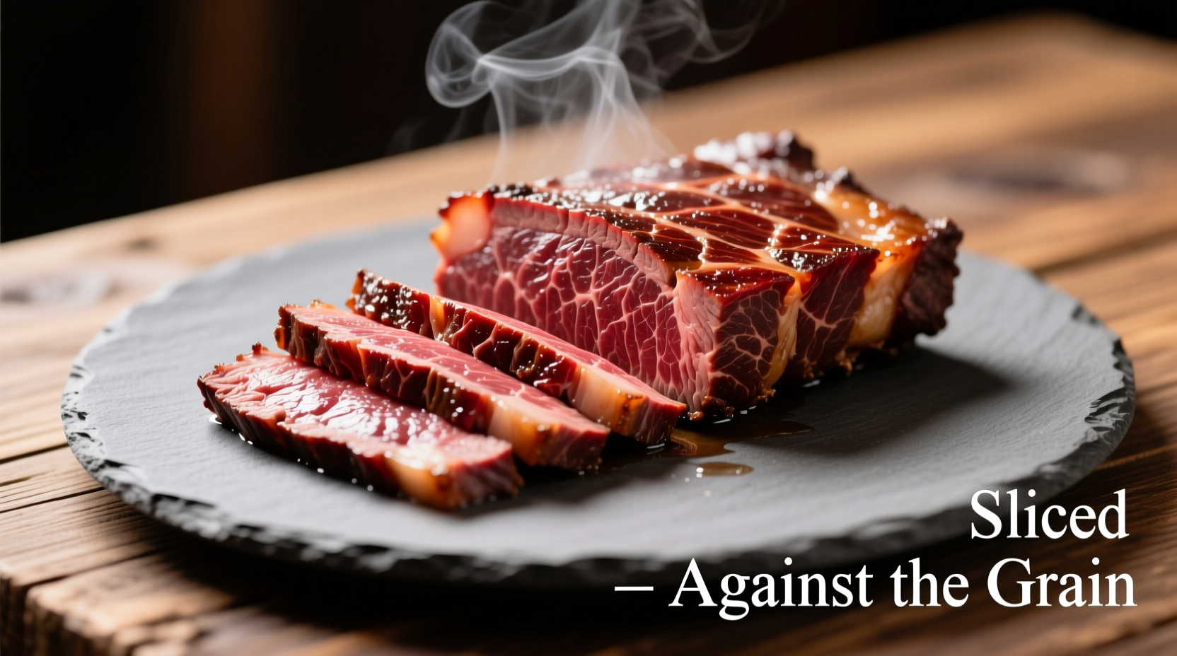 Tender beef brisket sliced against the grain