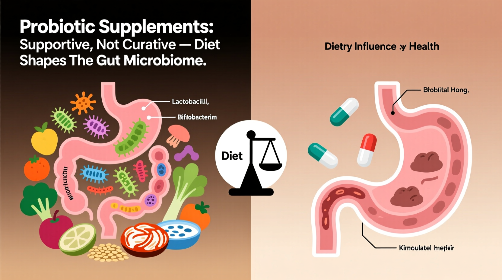 do probiotic supplements improve gut health or depend on diet more