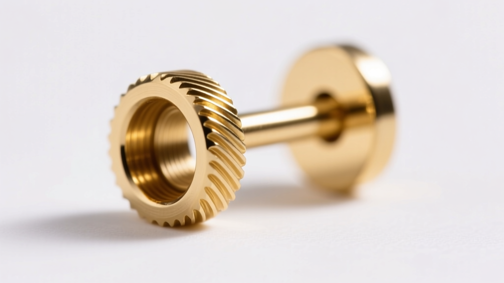 Close-up of internally threaded 18-gauge 14k gold small stud earring post, highlighting machined threads against white background