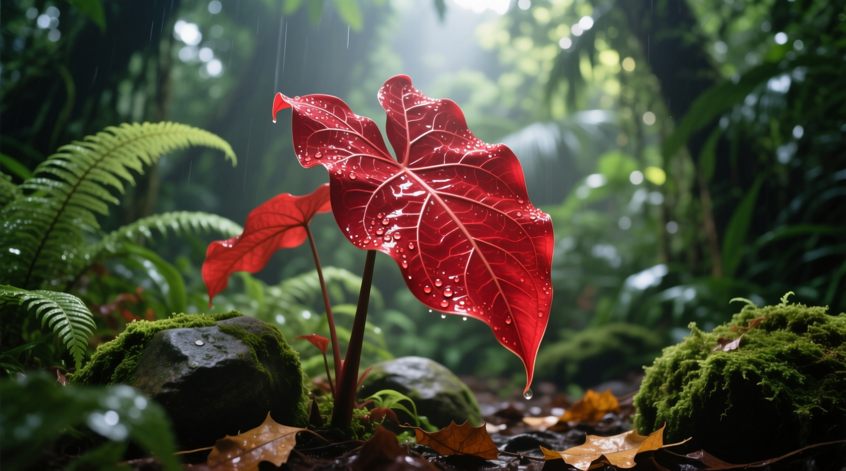 red caladium plant