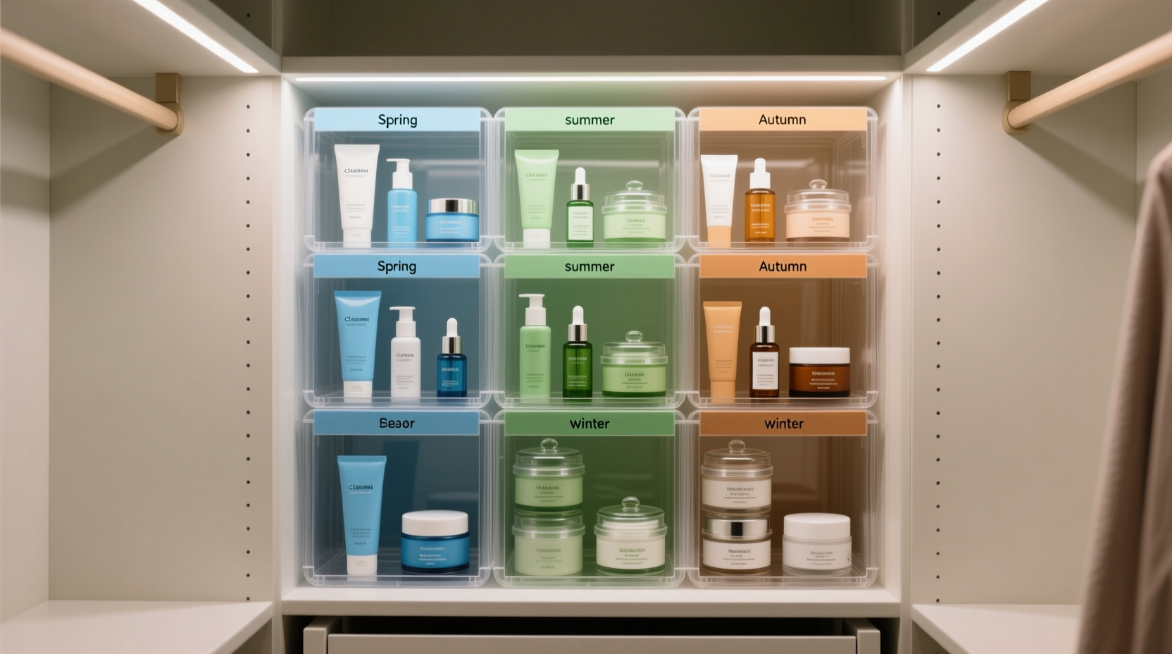 closet organization tips for seasonal skincare