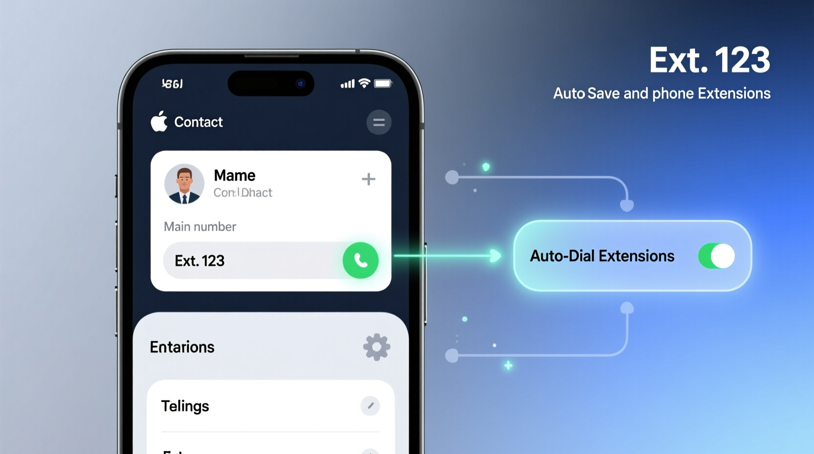 how to automatically save and dial phone extensions on