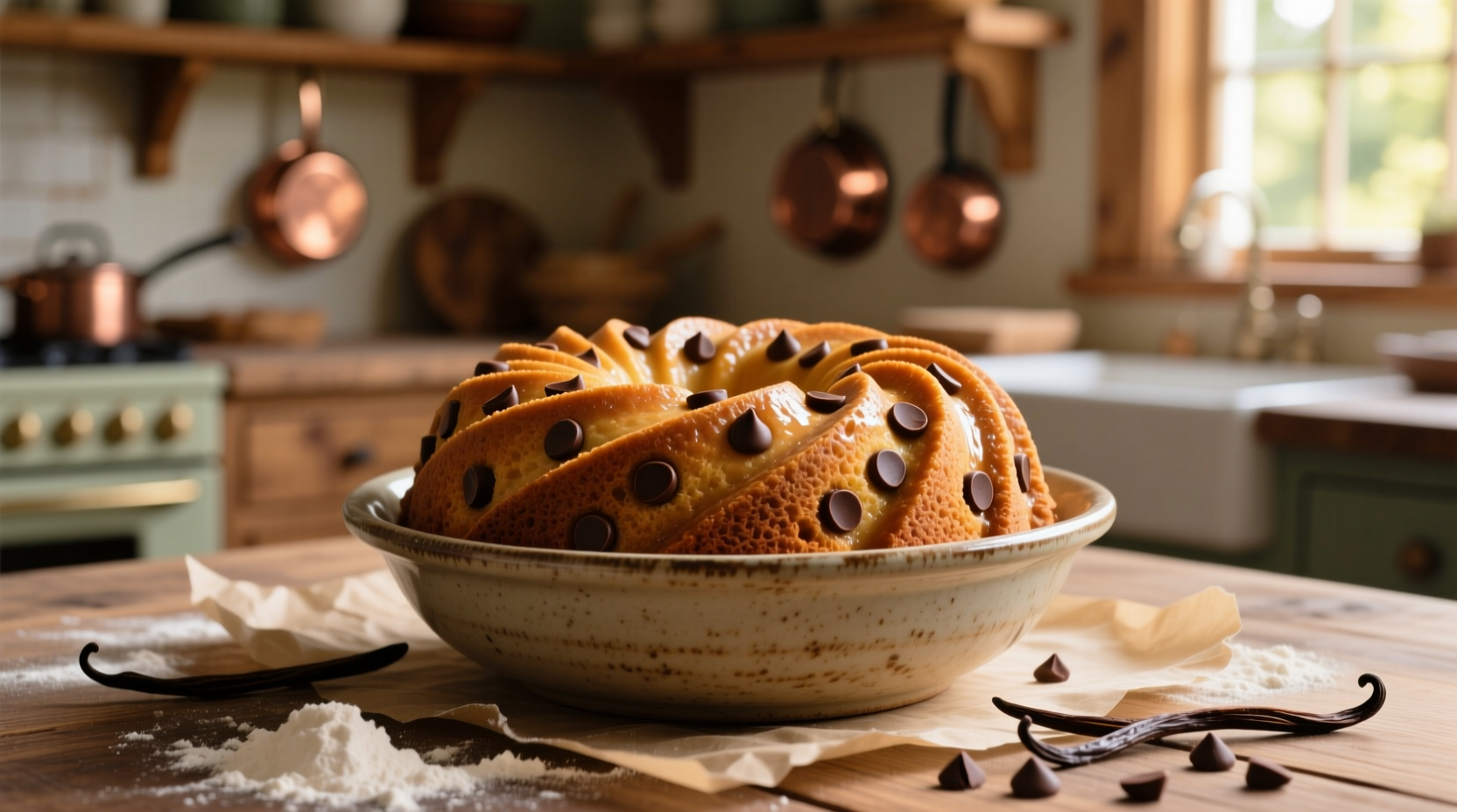 one bowl baking chocolate chip bundt cake