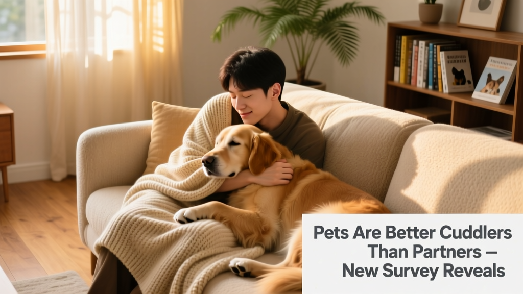 A person snuggling comfortably with their dog on a cozy couch