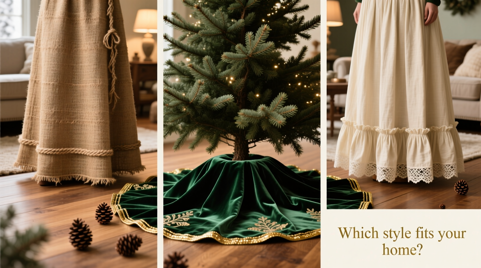 christmas tree skirt styles from rustic burlap to luxe velvet what fits your home