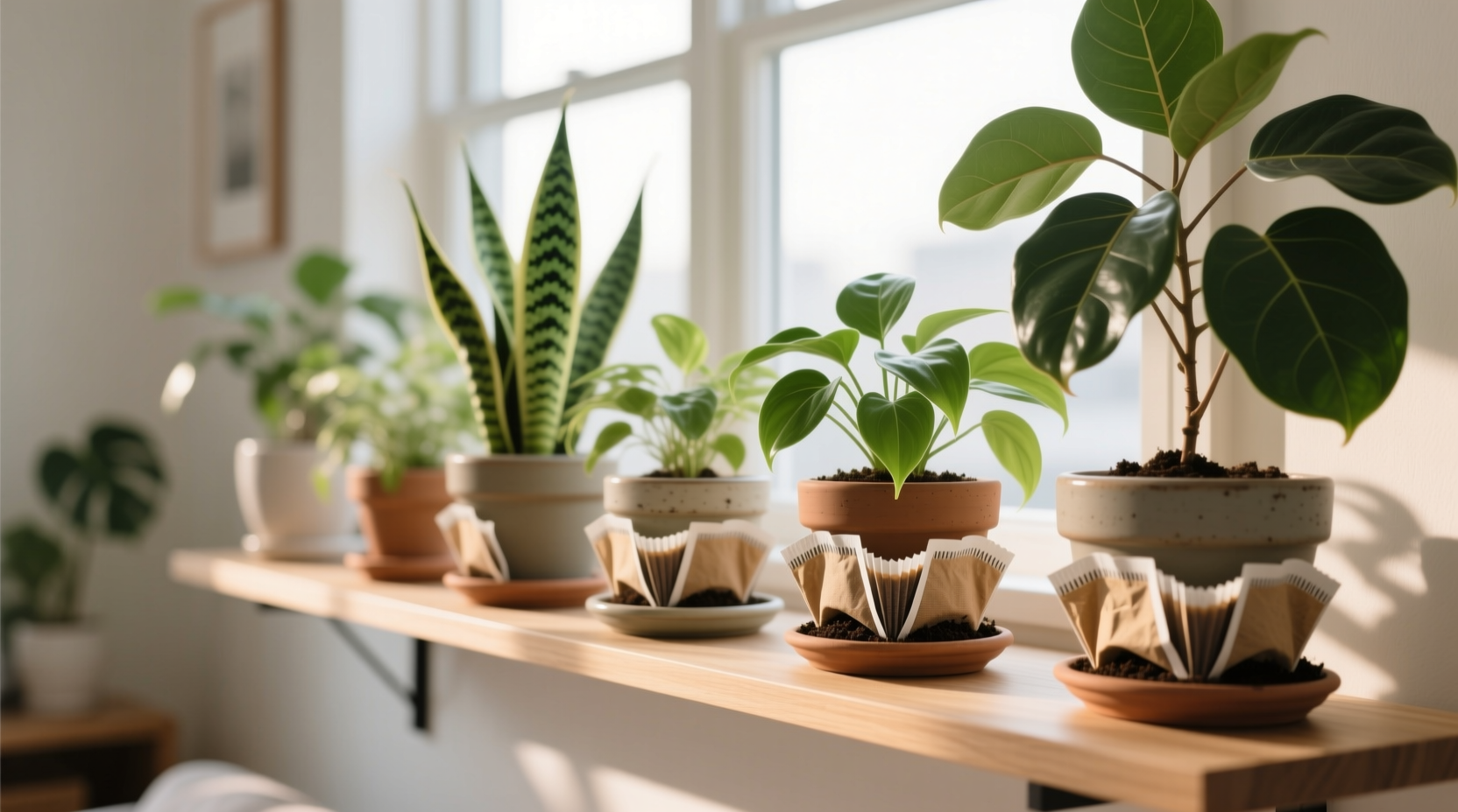 keep houseplants from leaking dirt with coffee filters