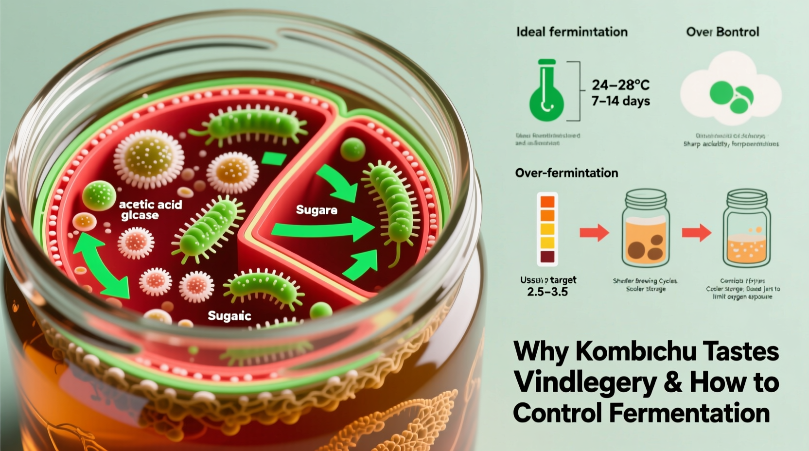 why does my kombucha taste too vinegary and how to control fermentation