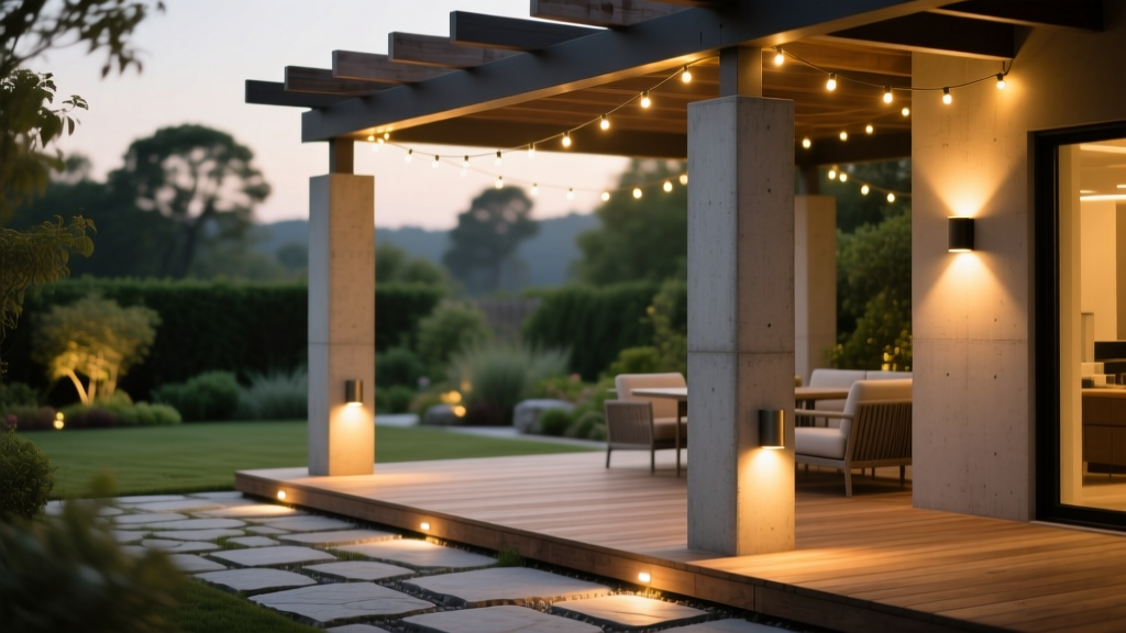 Outdoor Patio Lighting Layering: Path, Uplight & Wash