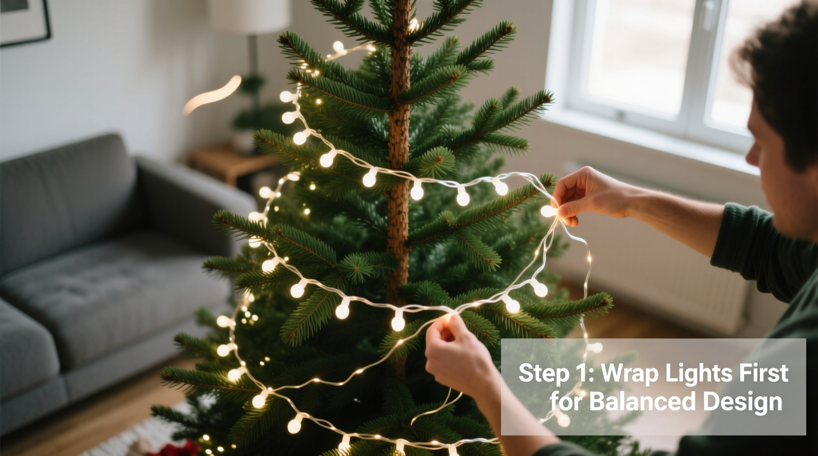 how to wrap a christmas tree in lights before adding ornaments for balance