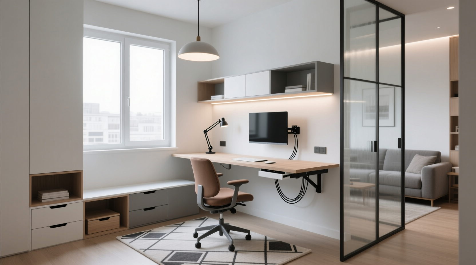 how to build a functional home office in a studio apartment