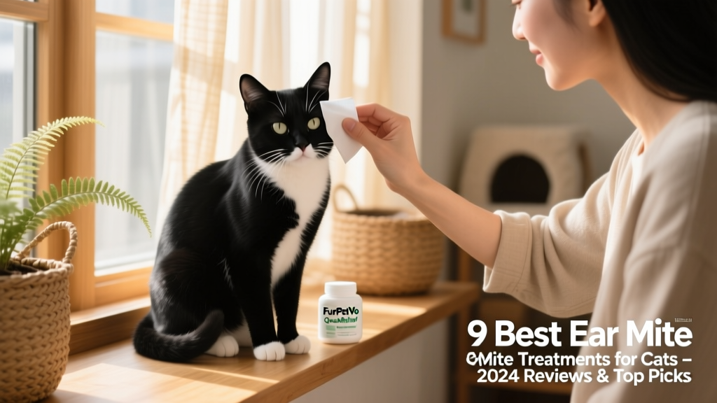Cat calmly sitting while owner gently cleans outer ear with FurPetVo QuickRelief Wipe