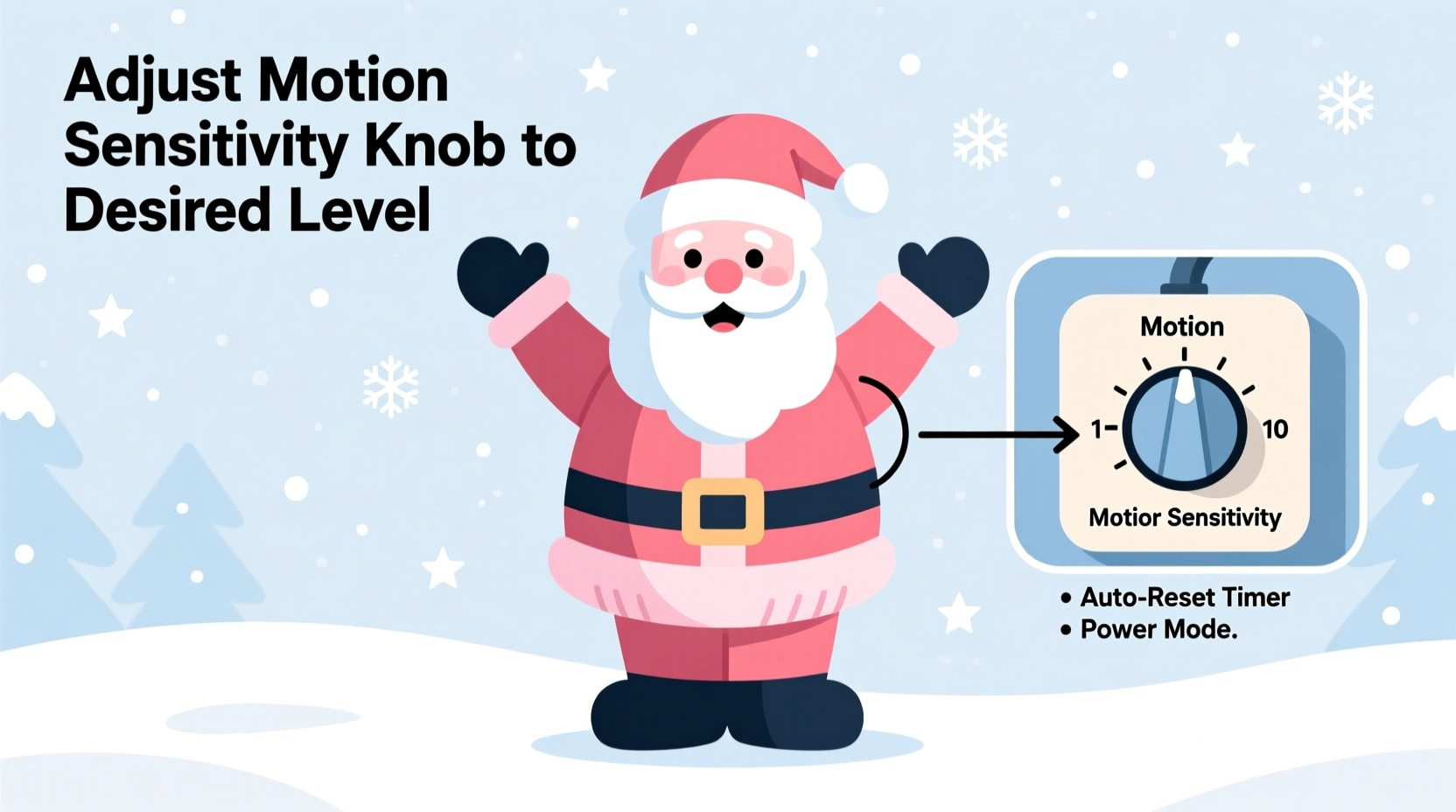 how to calibrate motion sensitivity on animated christmas inflatables