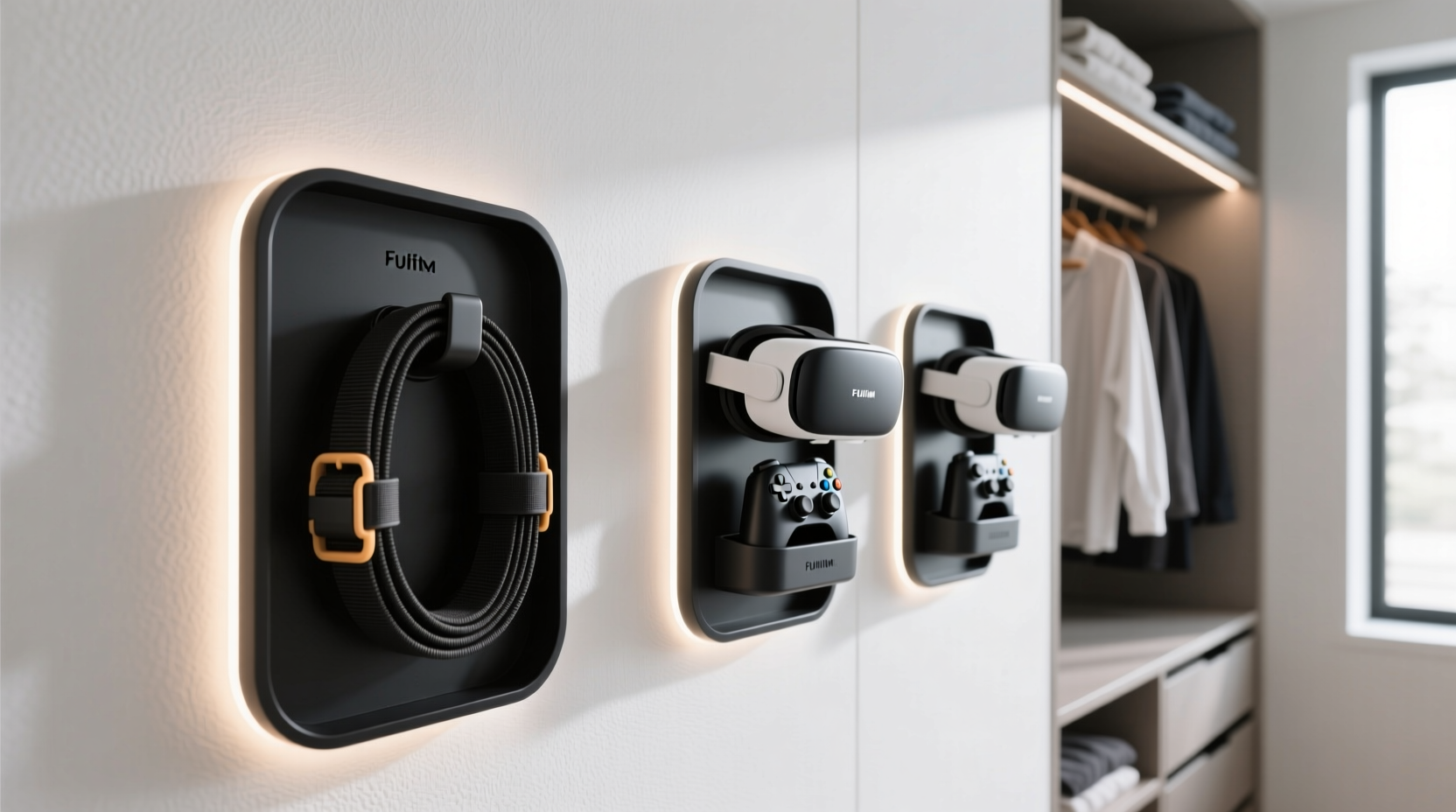 vr closet organization strap controller mounting