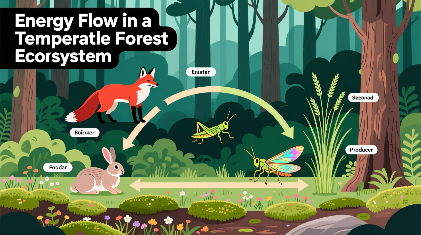Ecological food web diagram showing interconnected species