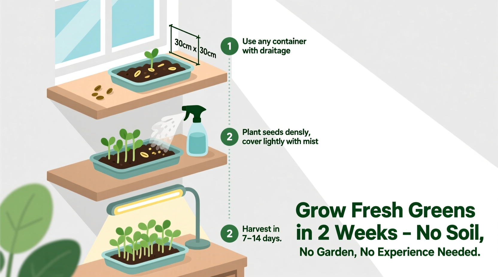 how to grow microgreens indoors with minimal space and zero experience