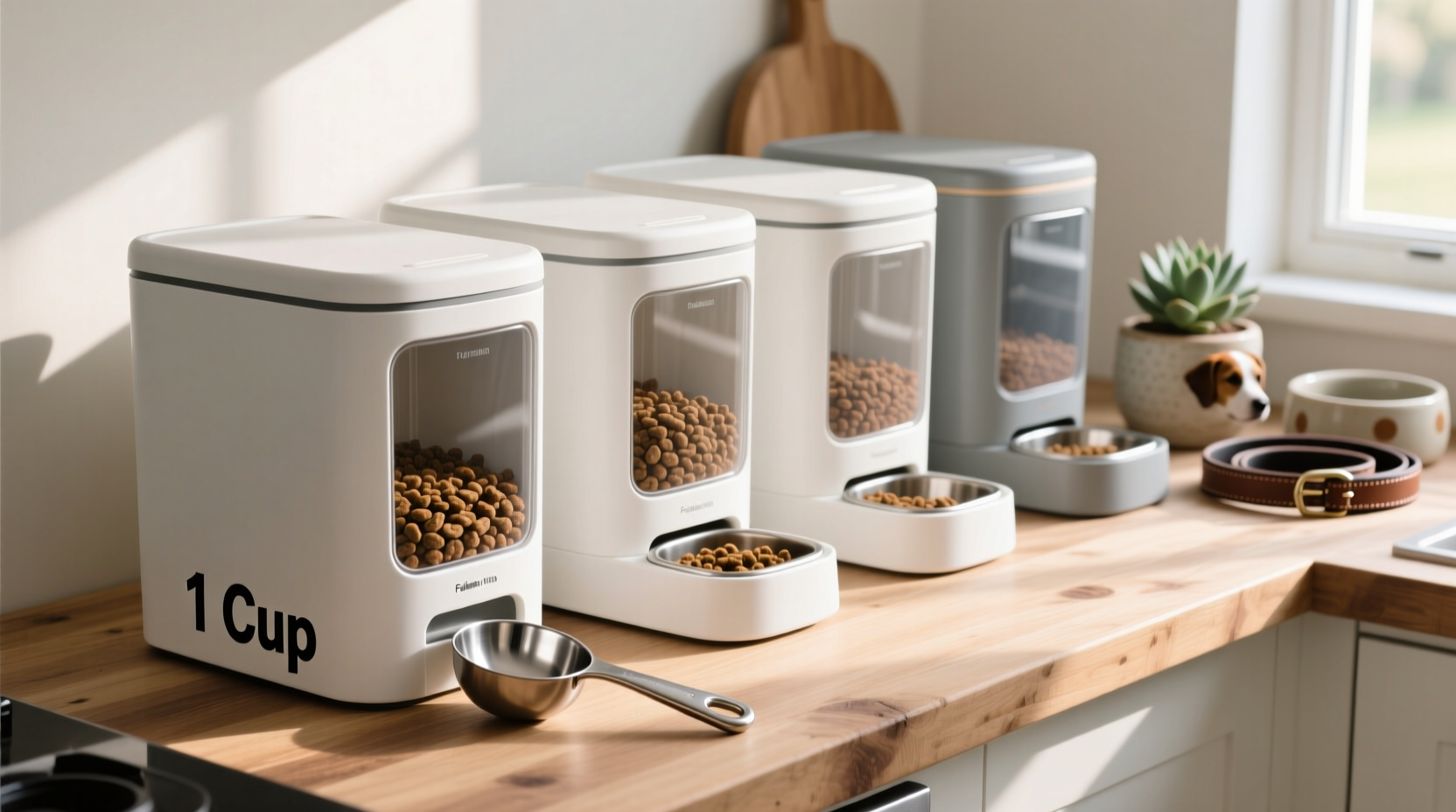 Fresh dog food storage containers with measuring scoop