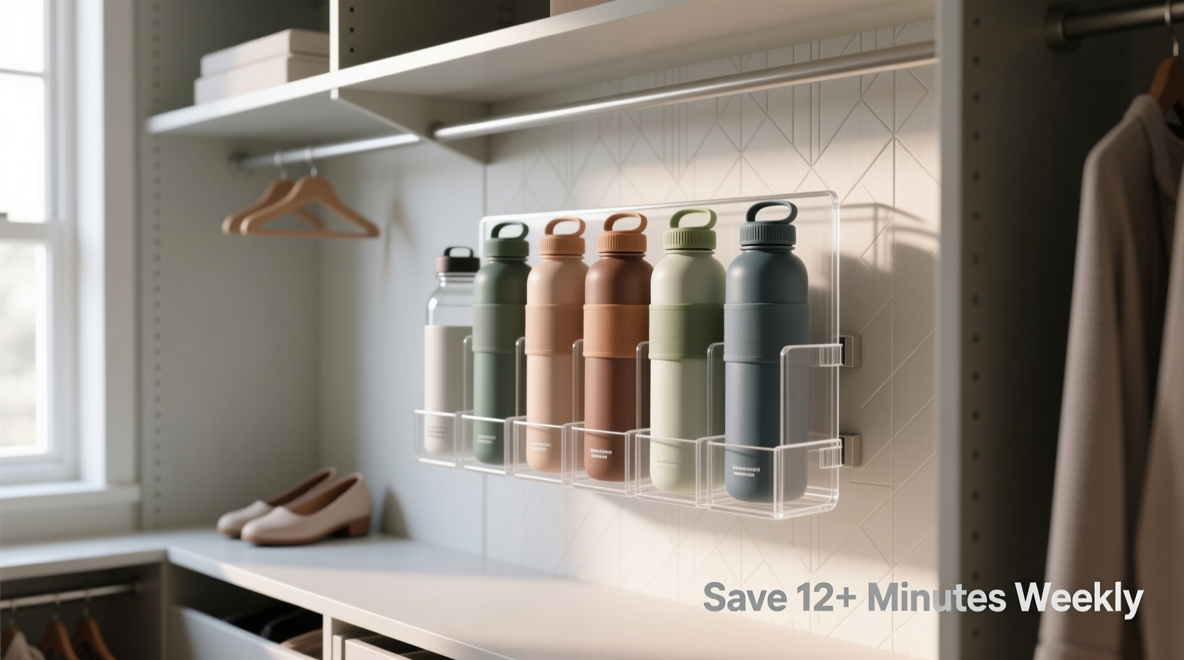 closet organization tips for water bottles