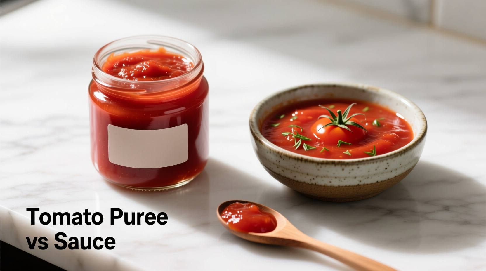 Tomato puree and sauce side-by-side comparison