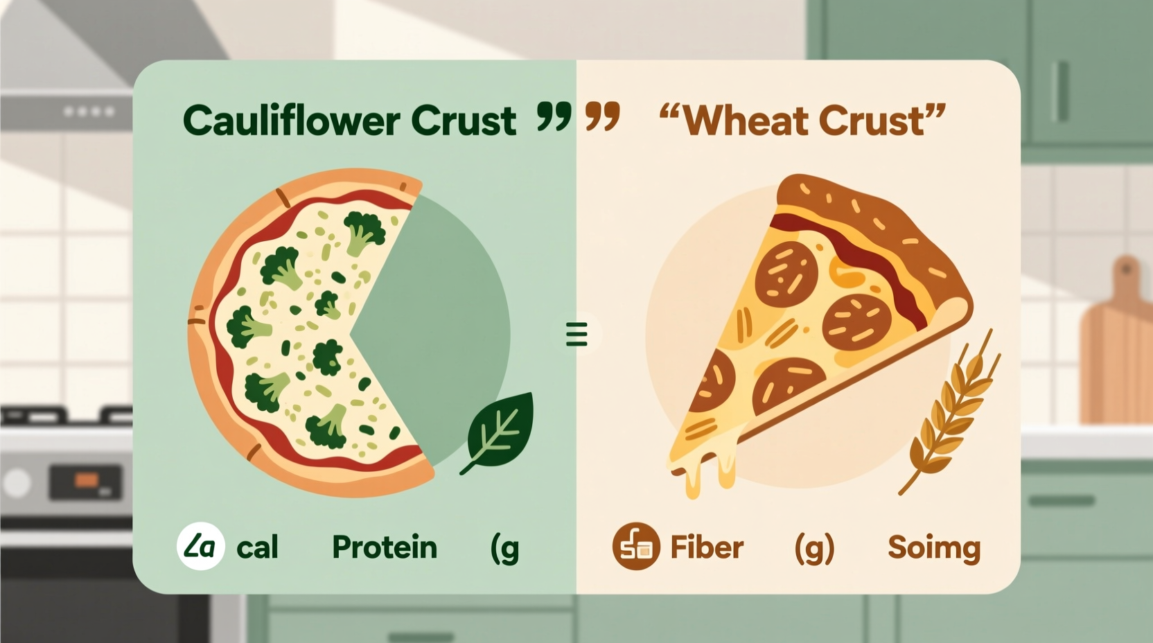 Cauliflower pizza crust nutrition comparison