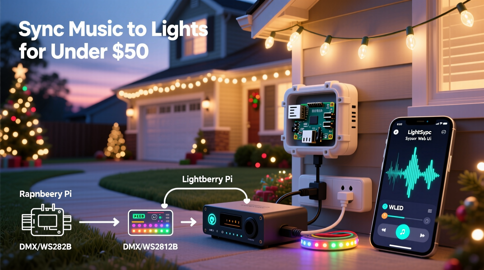 how to sync music to your christmas light display using affordable tech