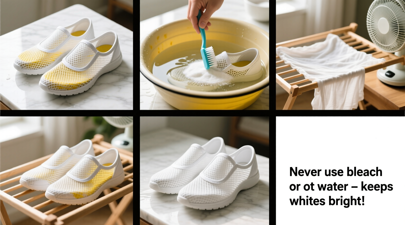 how to clean white mesh shoes without turning them yellow over time