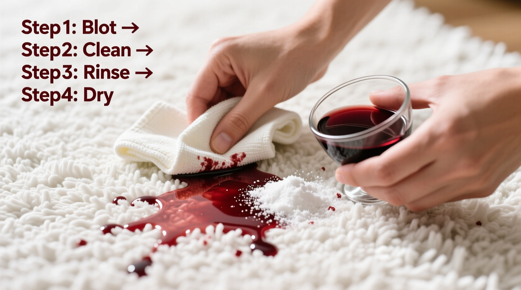 how to remove red wine stains from white carpet without calling a pro
