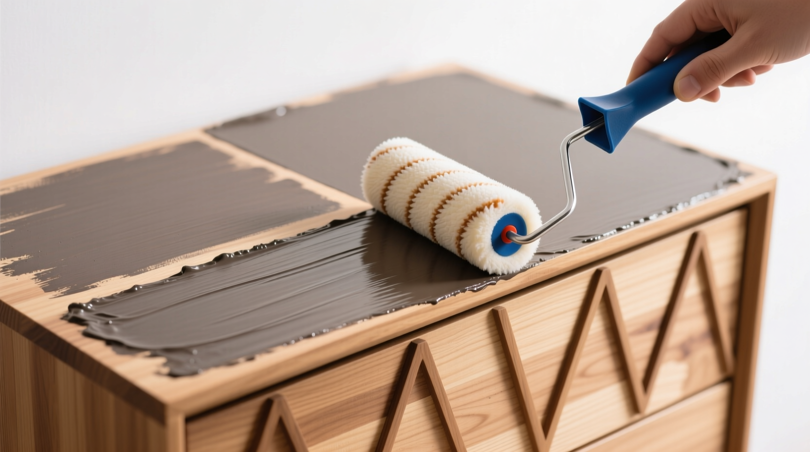 how to paint furniture without brush marks using a roller technique