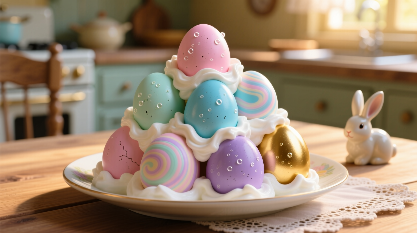 dyed easter eggs shaving cream