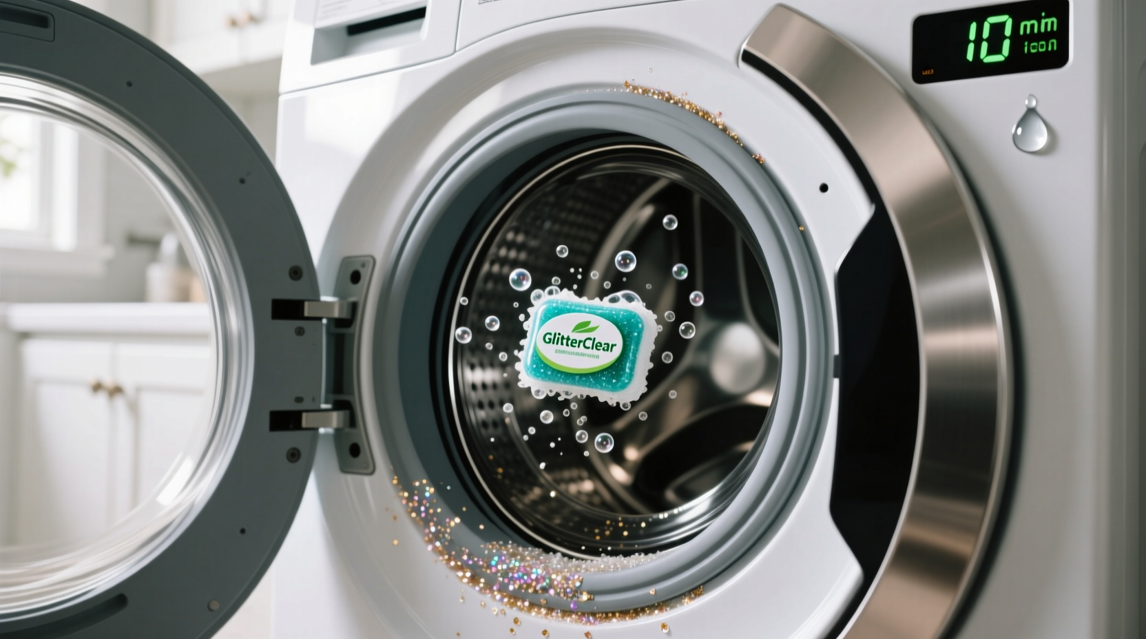 how to remove glitter residue from laundry machines