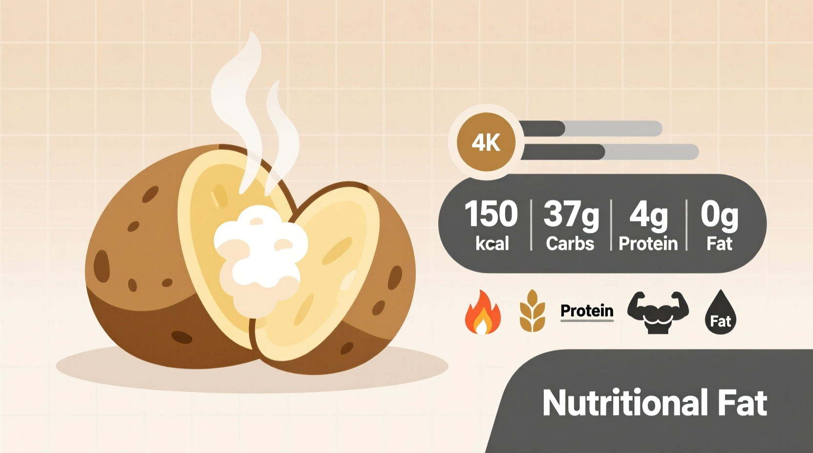 Baking Potato Carbs: 37g in Medium Potato (USDA Data)