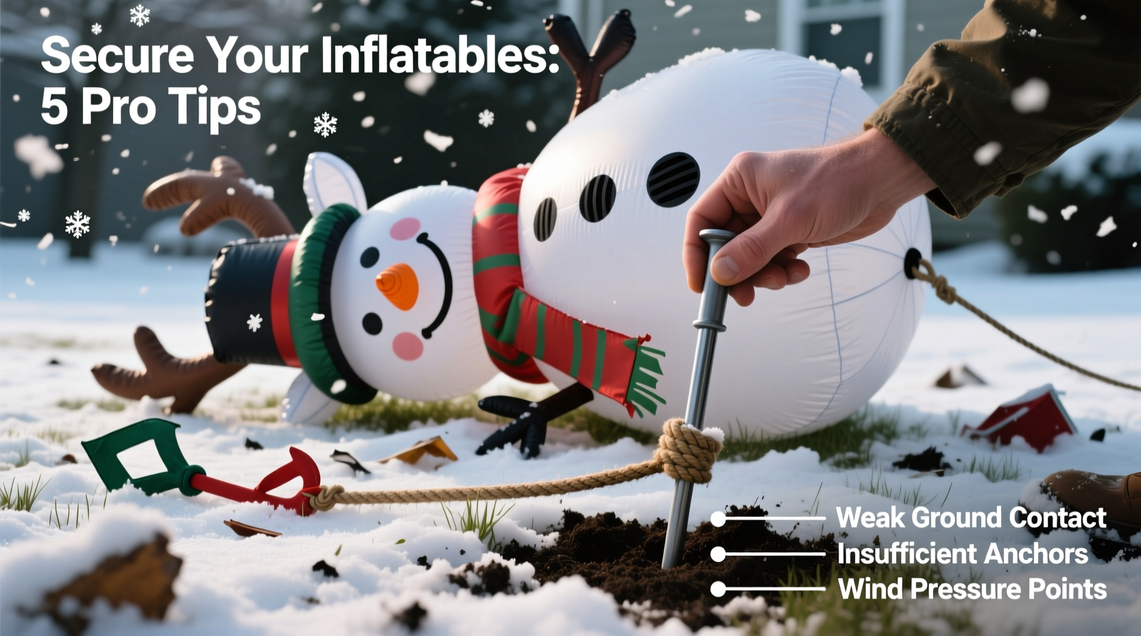 why do some christmas inflatables tip over and how to anchor them securely
