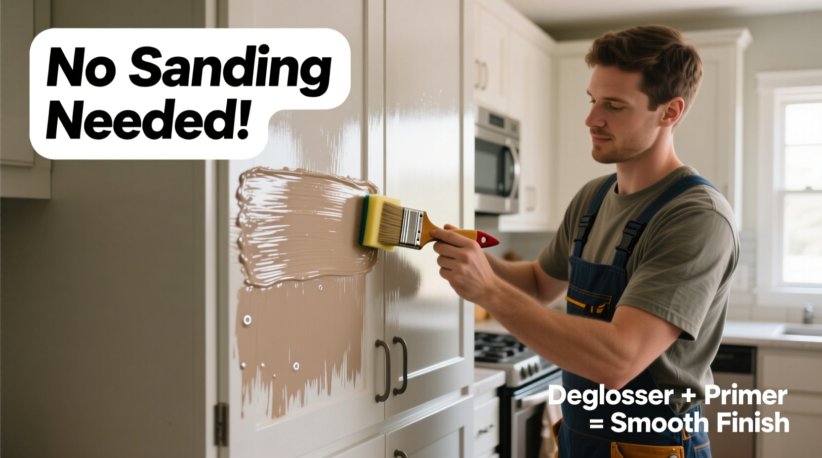 how to paint kitchen cabinets without sanding first using deglosser tricks