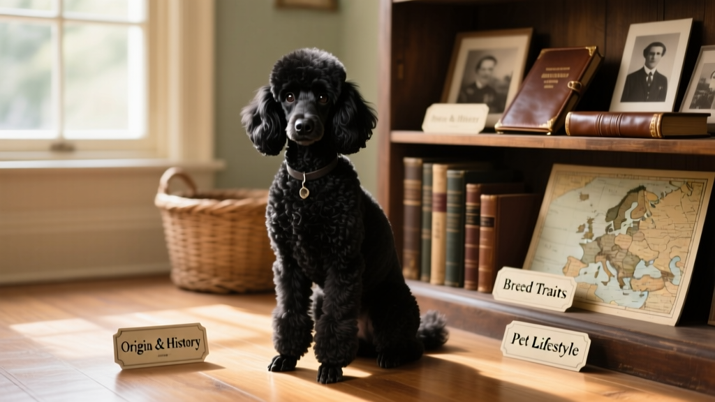 Black toy poodle sitting