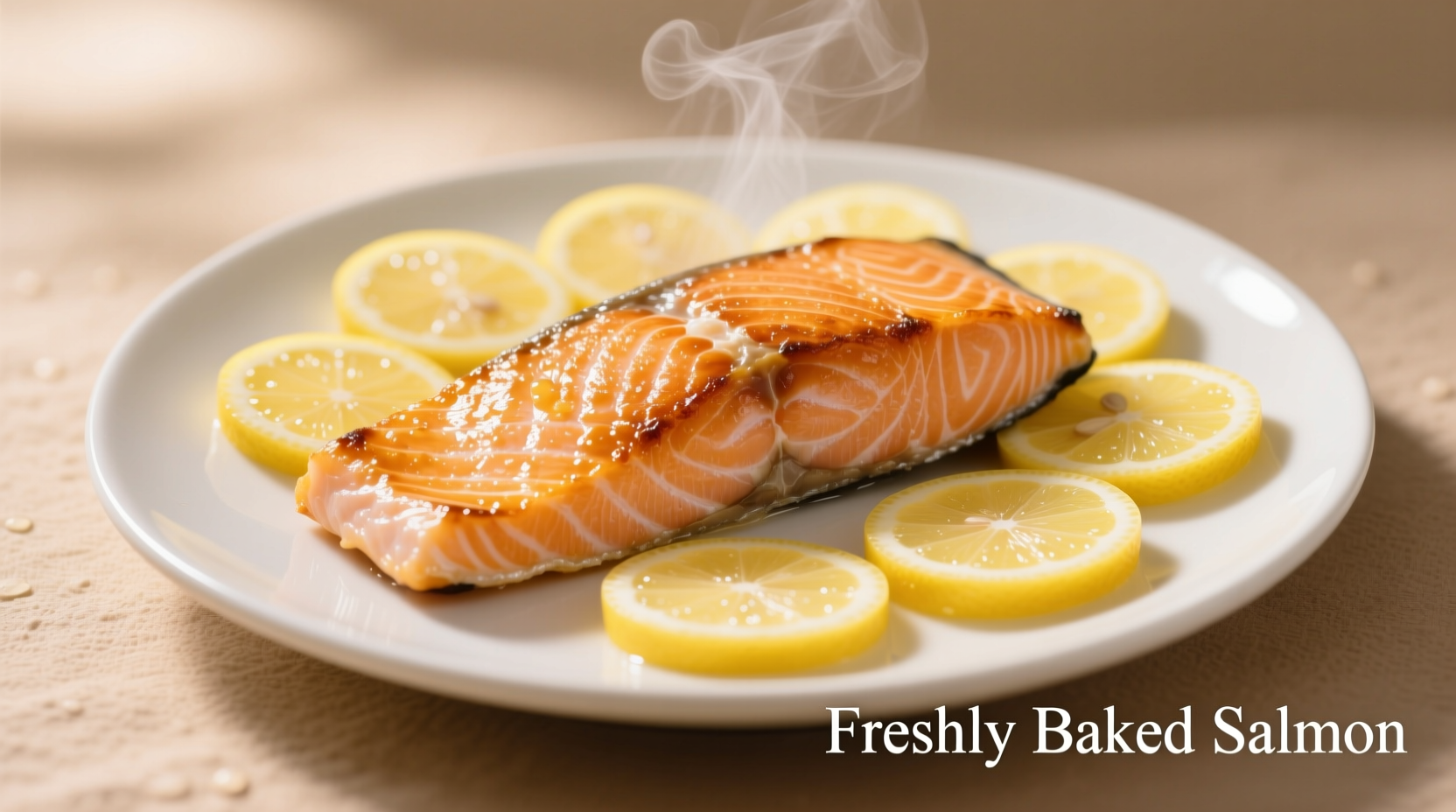 Perfectly baked salmon fillet with lemon slices