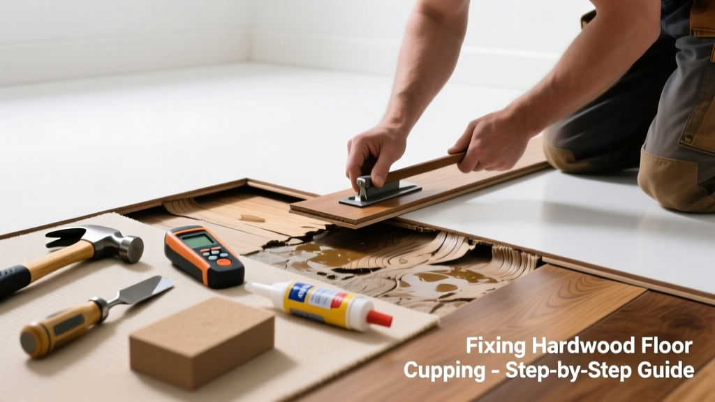 Fixing Hardwood Floor Cupping in the Bathroom