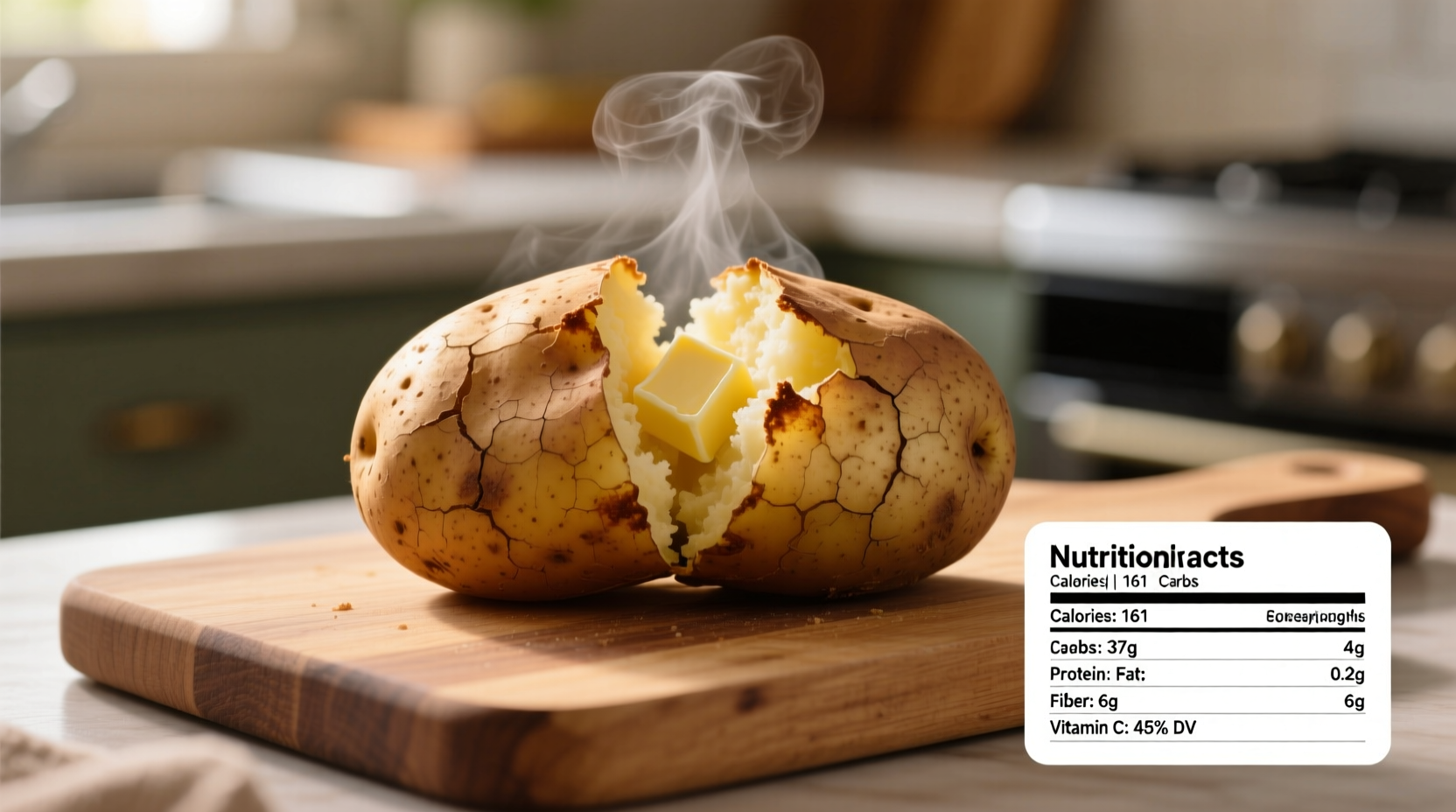 Baked russet potato with nutritional facts